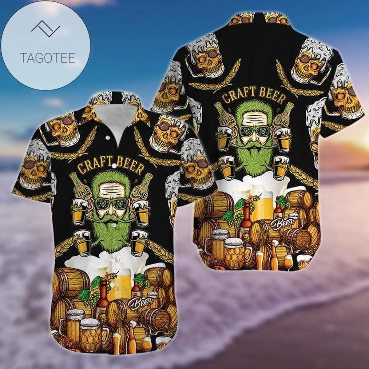 The Old Man And Skull Craft Beer 2022 Authentic Hawaiian Aloha Shirts