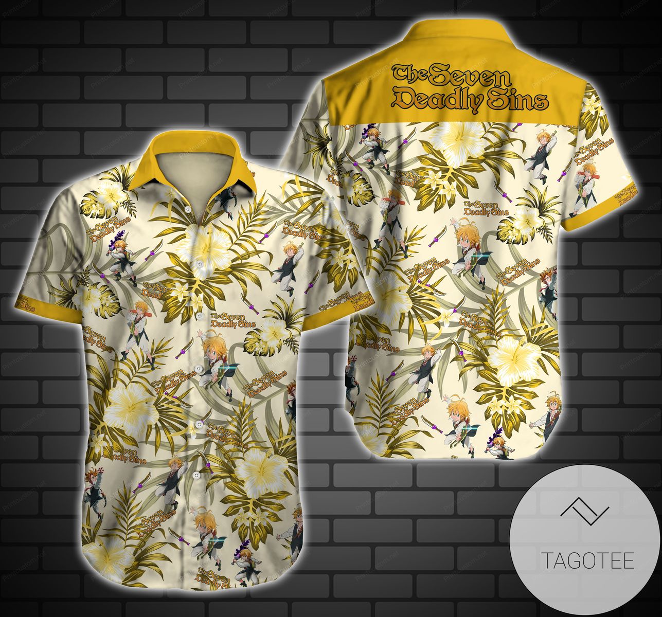 The Seven Deadly Sins Hawaiian Graphic Print Short Sleeve Hawaiian Casual Shirt