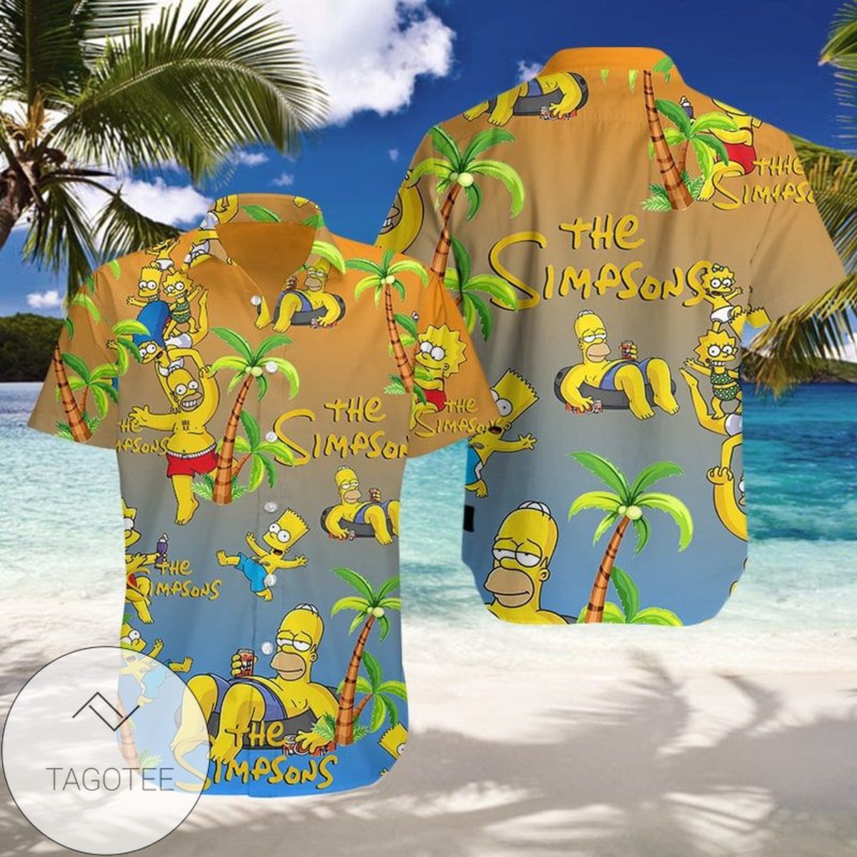 The Simpsons All I Need Is Beer Hawaiian Graphic Print Short Sleeve Hawaiian Casual Shirt