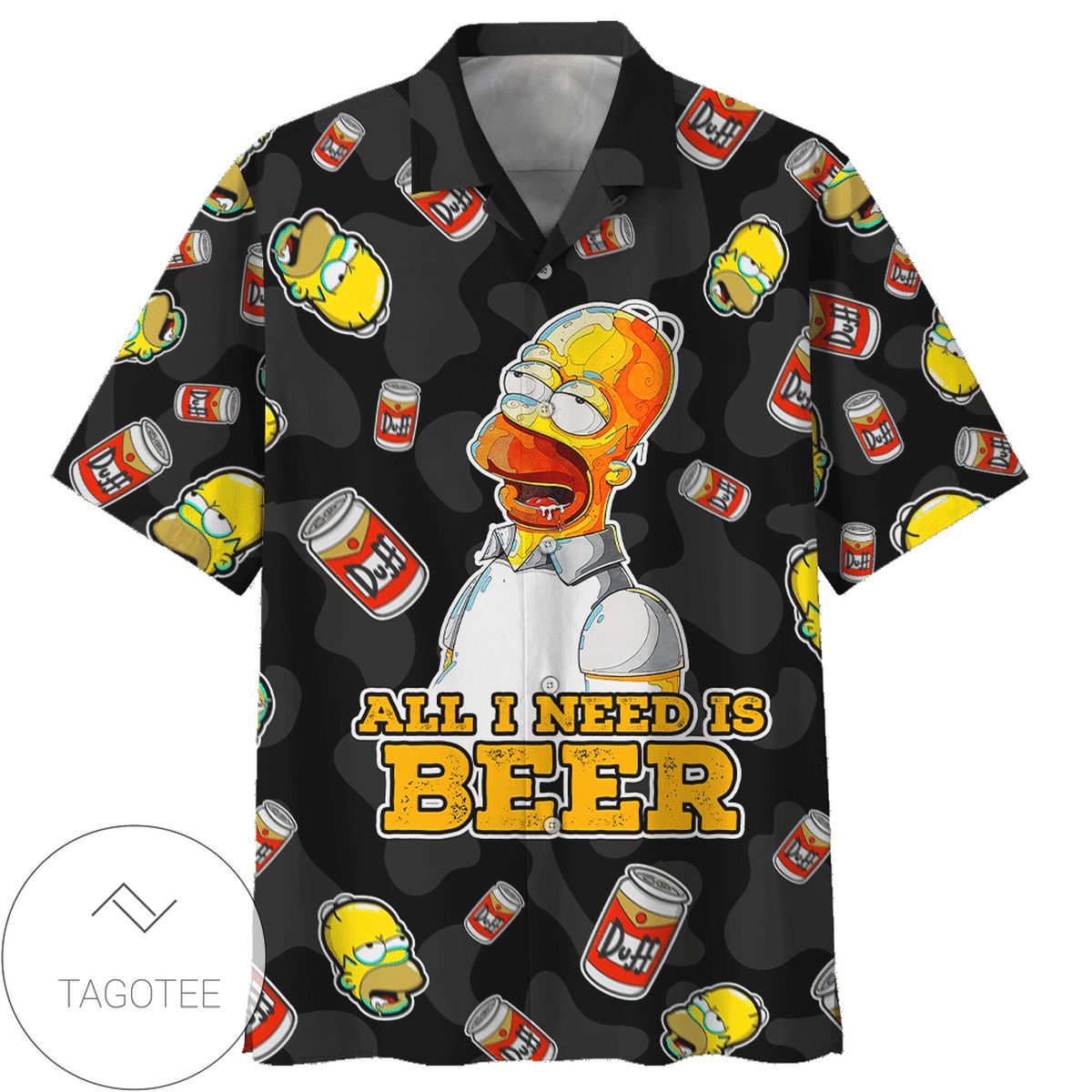 The Simpson Graphic Print Short Sleeve Hawaiian Casual Shirt