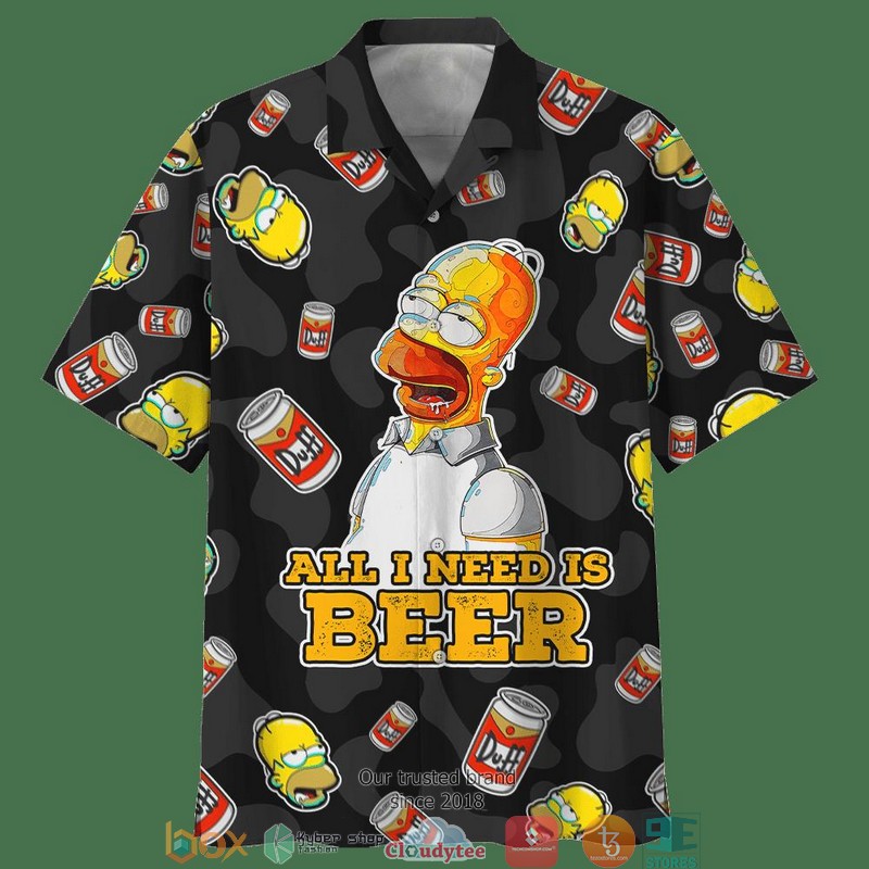 The Simpsons All I Need Is Beer Short Sleeve Hawaiian shirt