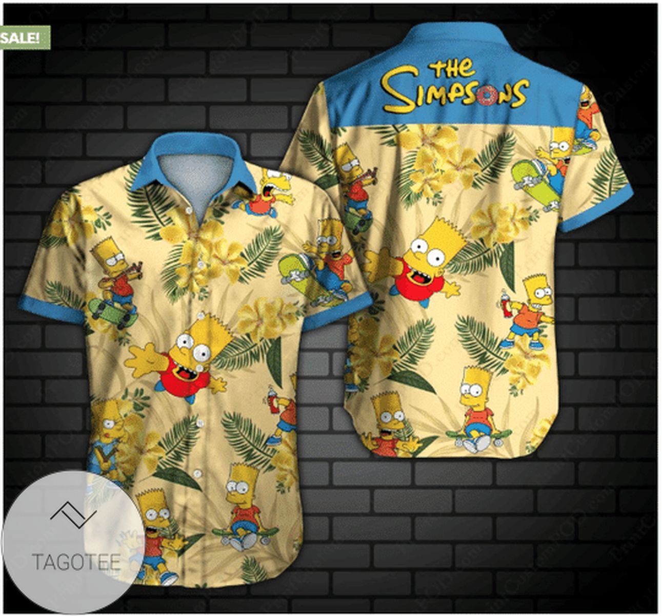 The Simpsons Two Beer Or Not Two Beer Hawaiian Graphic Print Short Sleeve Hawaiian Casual Shirt