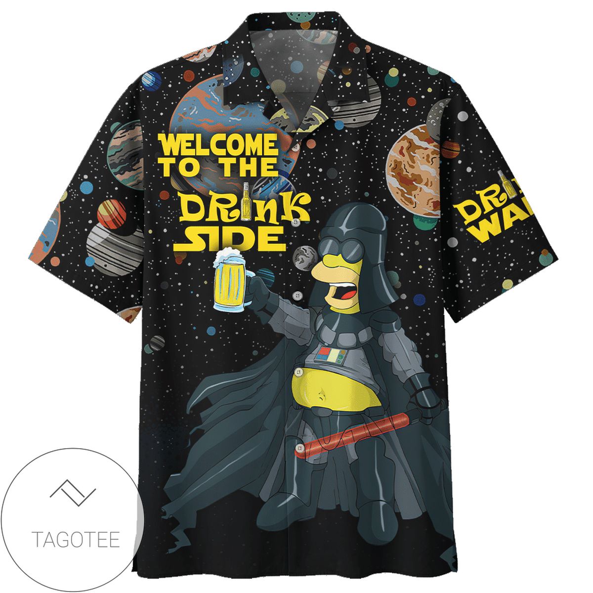 The Simpsons Two Beer Or Not Two Beer Hawaiian Graphic Print Short Sleeve Hawaiian Casual Shirt