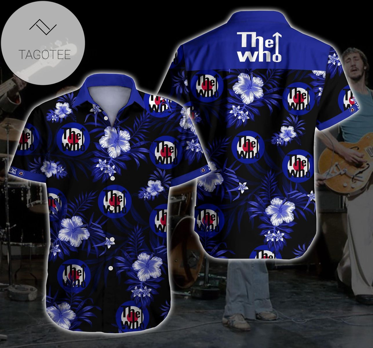 The Who Hawaiian Graphic Print Short Sleeve Hawaiian Casual Shirt