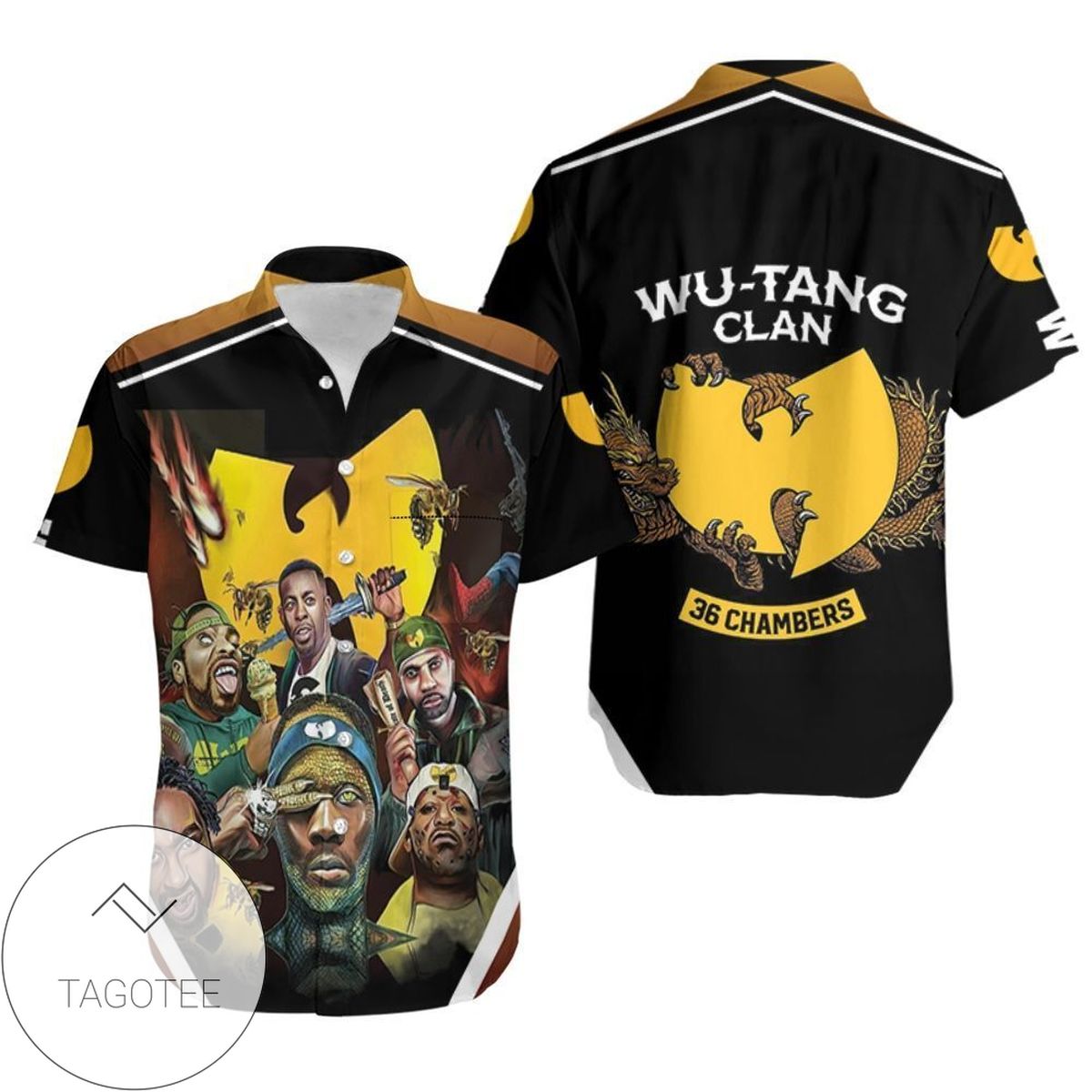 The Wutang Clan From The Street Of Shaolin Legend Hip Hop Hawaiian Graphic Print Short Sleeve Hawaiian Casual Shirt