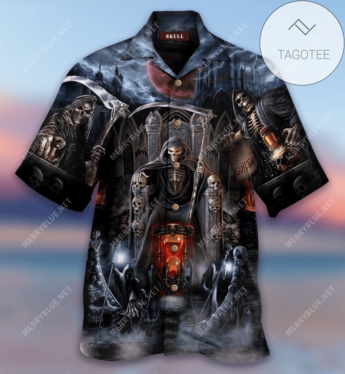 Thunder Death Skull Hell Tattoo 2022 Authentic Hawaiian Unisex Aloha Shirts