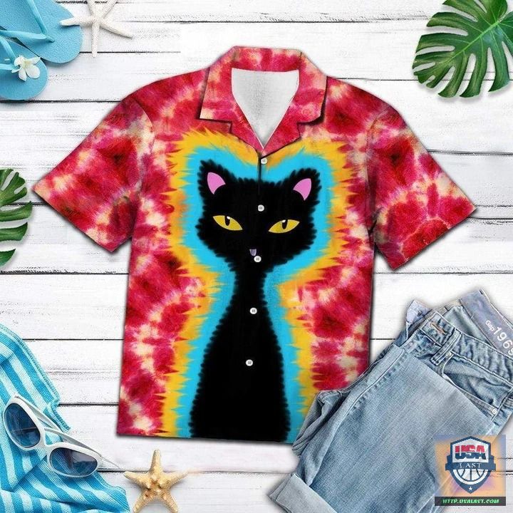 Tie-Dye Guitar Hippie Hawaiian Shirt