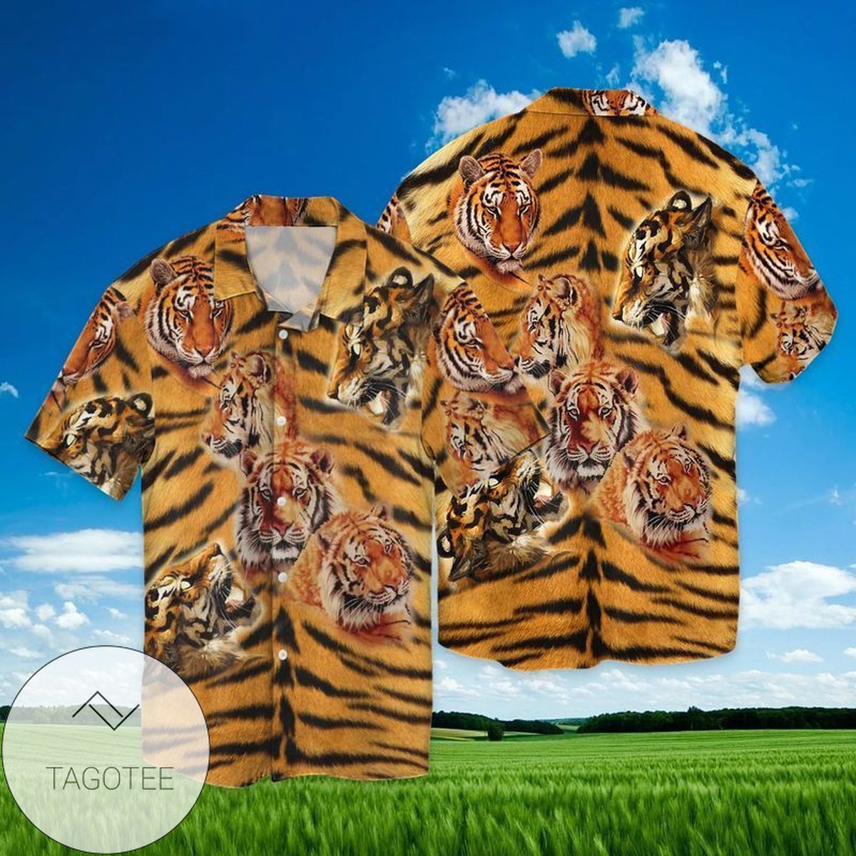 Tigger Sunset For Men And Women Graphic Print Short Sleeve Hawaiian Casual Shirt