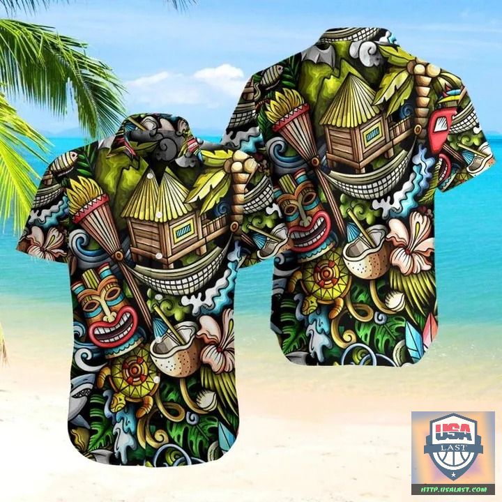 Tiki Bar Pattern Aloha Hawaiian Shirts