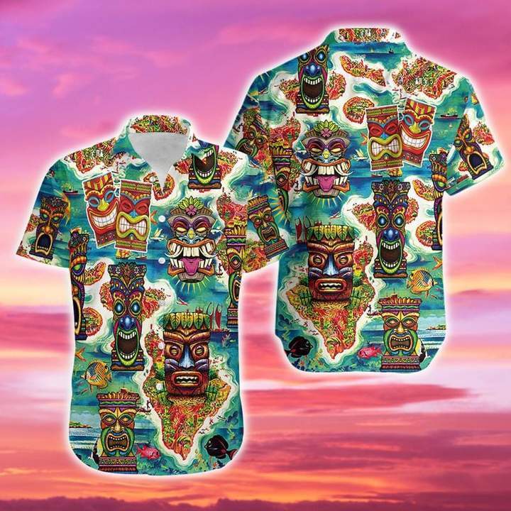 Tiki Tiki Expeditions Hawaiian Aloha Shirt For Men Women