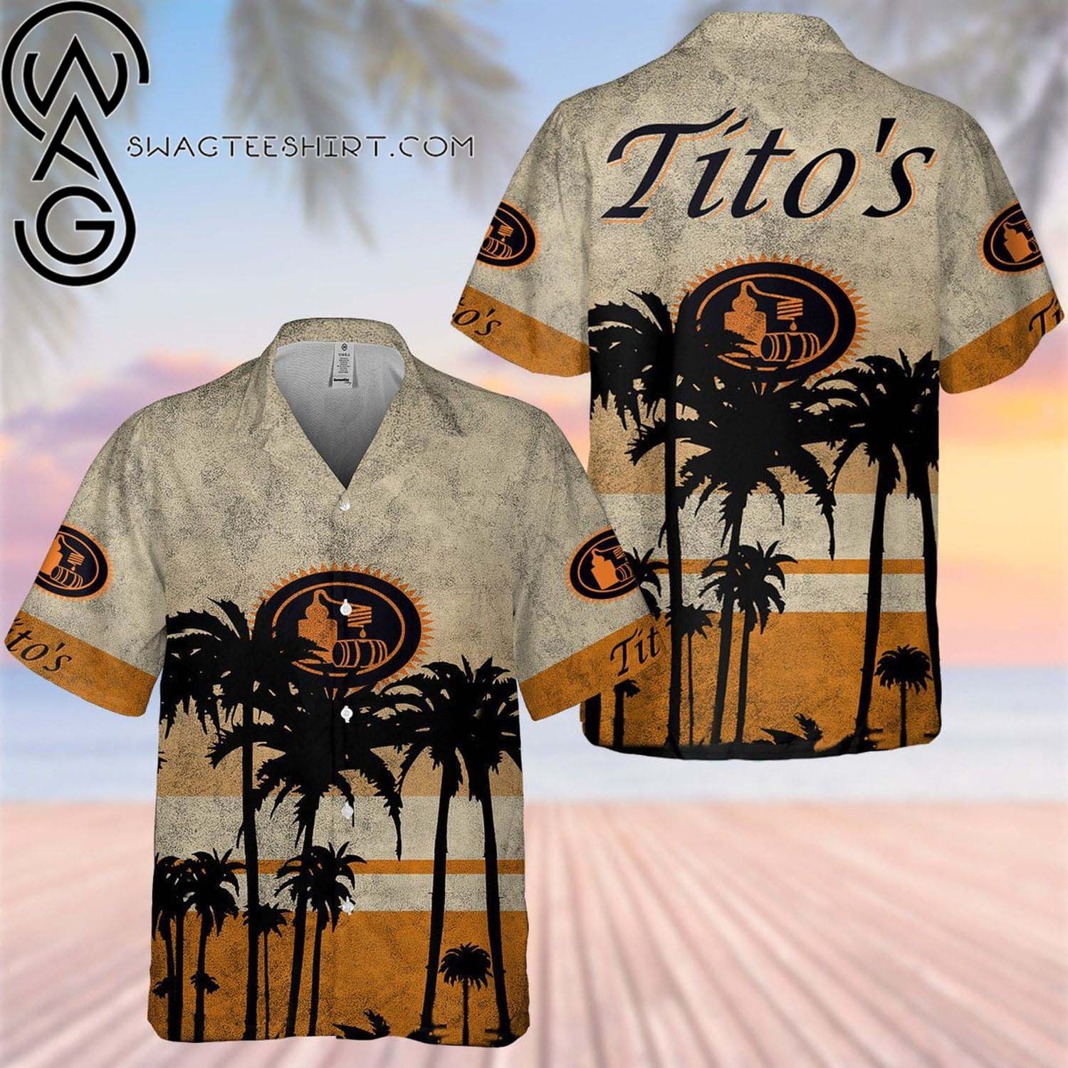 Tito’s Handmade Vodka Smoky Skull All Over Print Summer Vacation Hawaiian Shirt