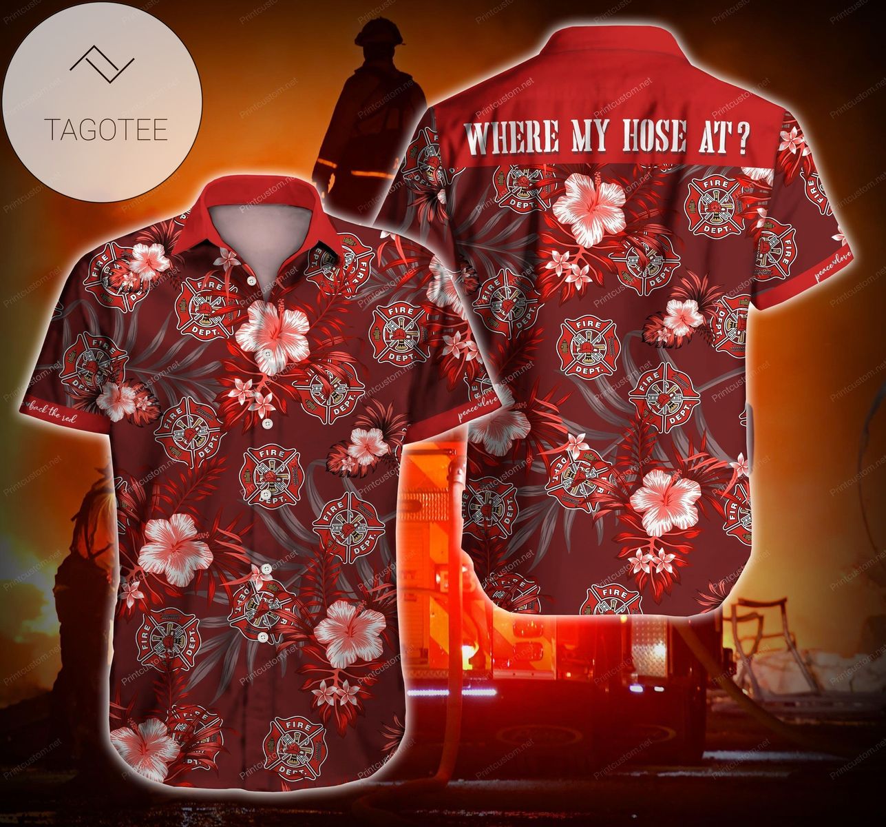 Tlab Firefighter Redd Love Red Authentic Hawaiian Shirt 2022