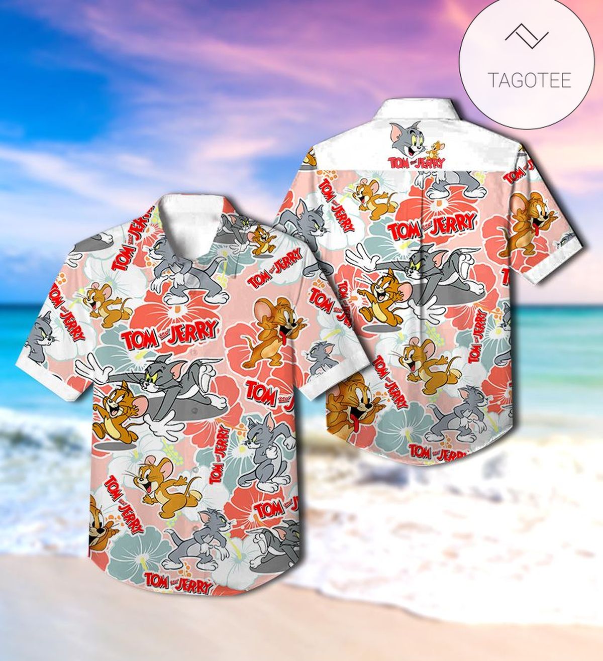 Toes in Sand Nose in Book Cat Graphic Print Short Sleeve Hawaiian Shirt