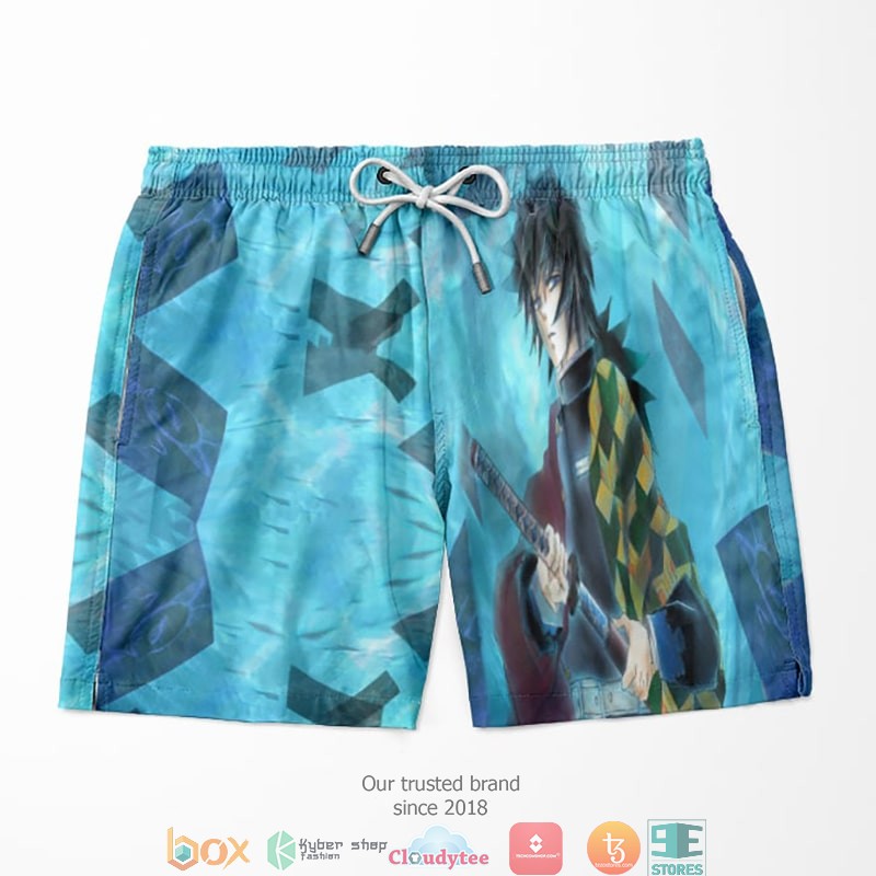 Tomioka Giyuu Water Breath Style Embosses Demon Slayer Kimetsu No Yaiba Shorts