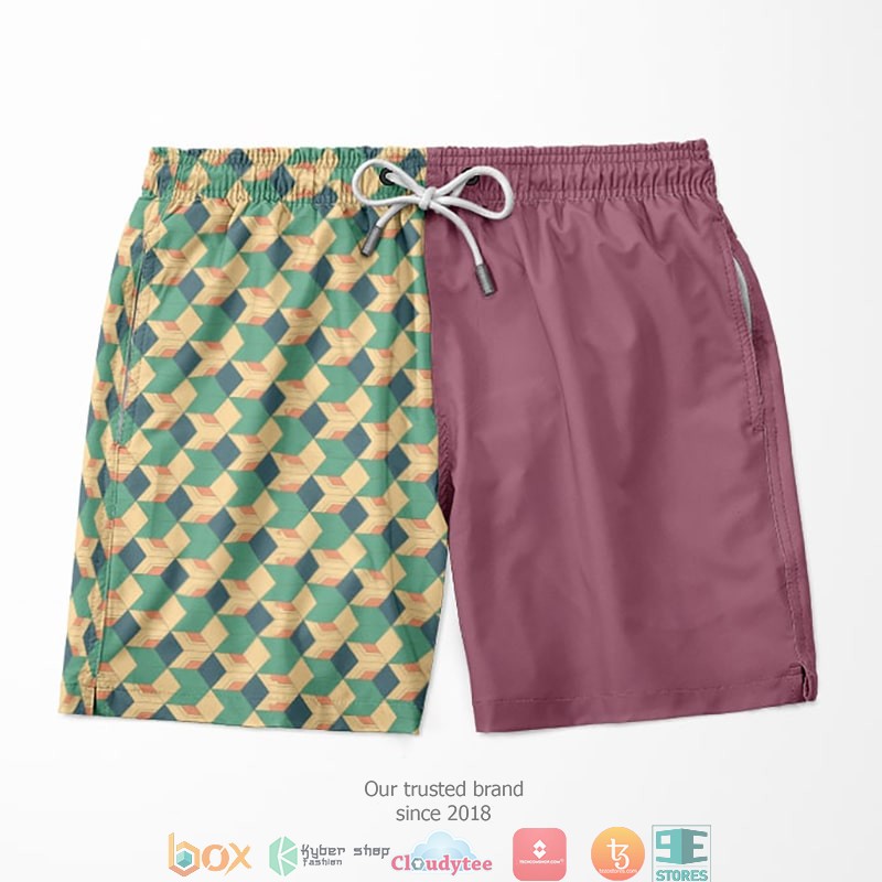 Tomioka Light Classic Checkered Pattern Demon Slayer Kimetsu No Yaiba Shorts