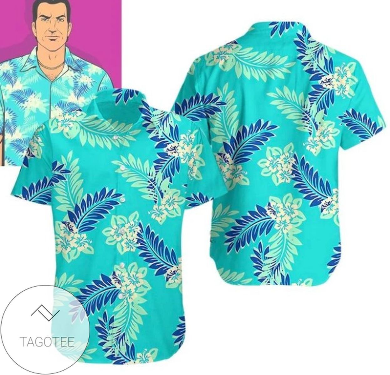 Tonkinese Green Tropical Hawaiian Shirt For Men With Vibrant Colors And Textures