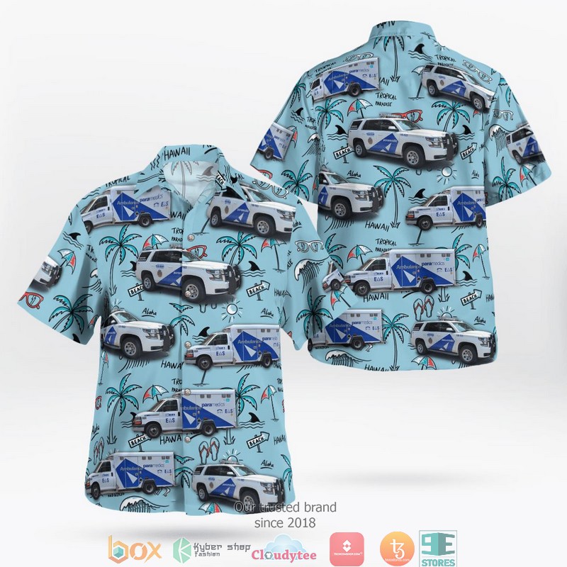 Toronto Aerial Ladder Fire Truck Short Sleeve Hawaiian Shirt