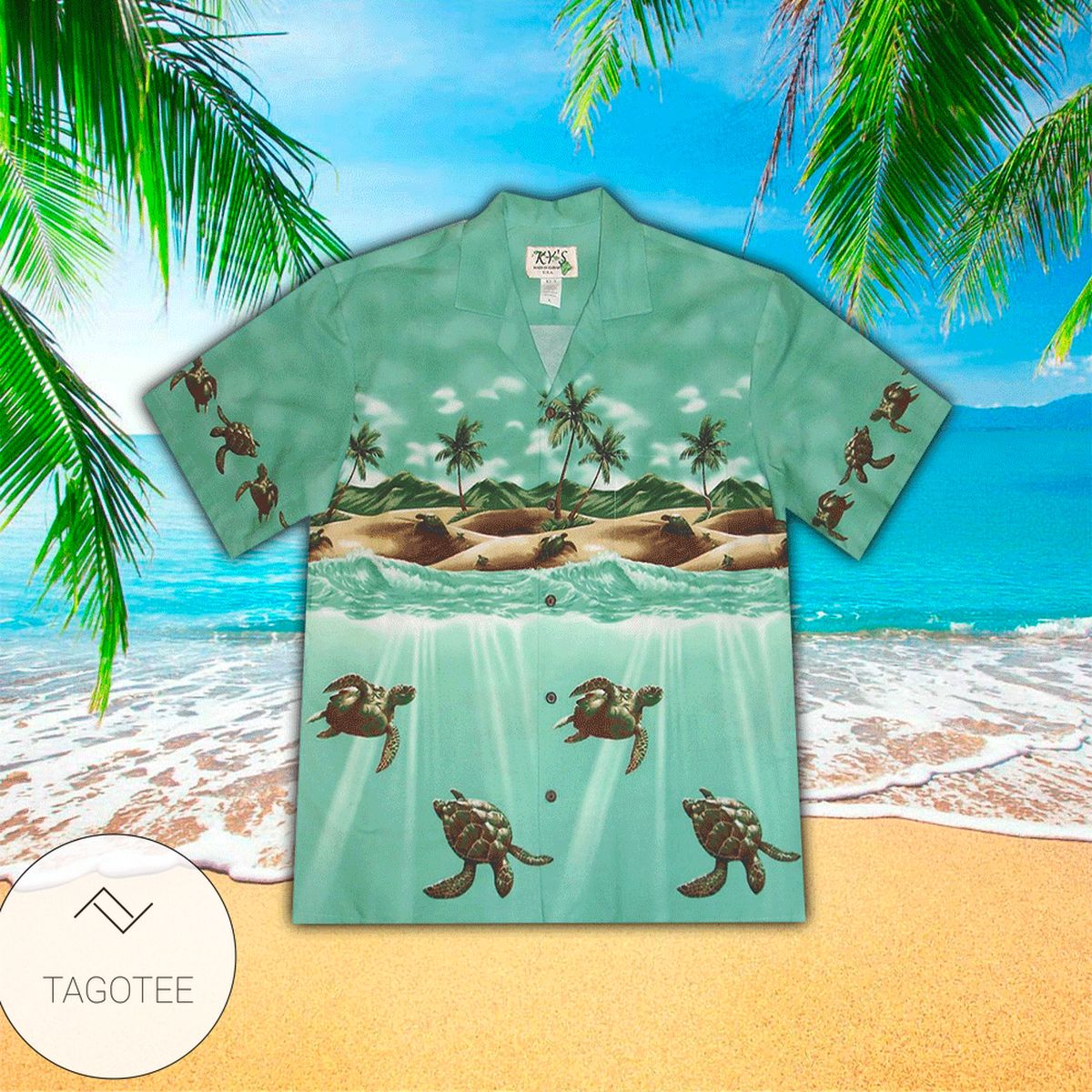 Totally Turtle Blue Hawaiian Shirt