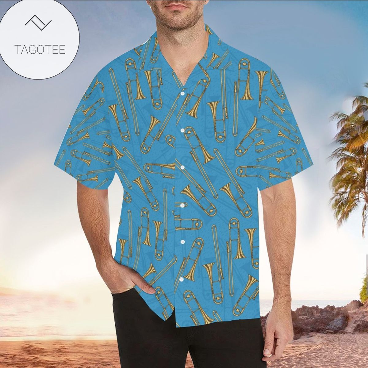 Trombone Hawaiian Shirt Trombone Button Up Shirt