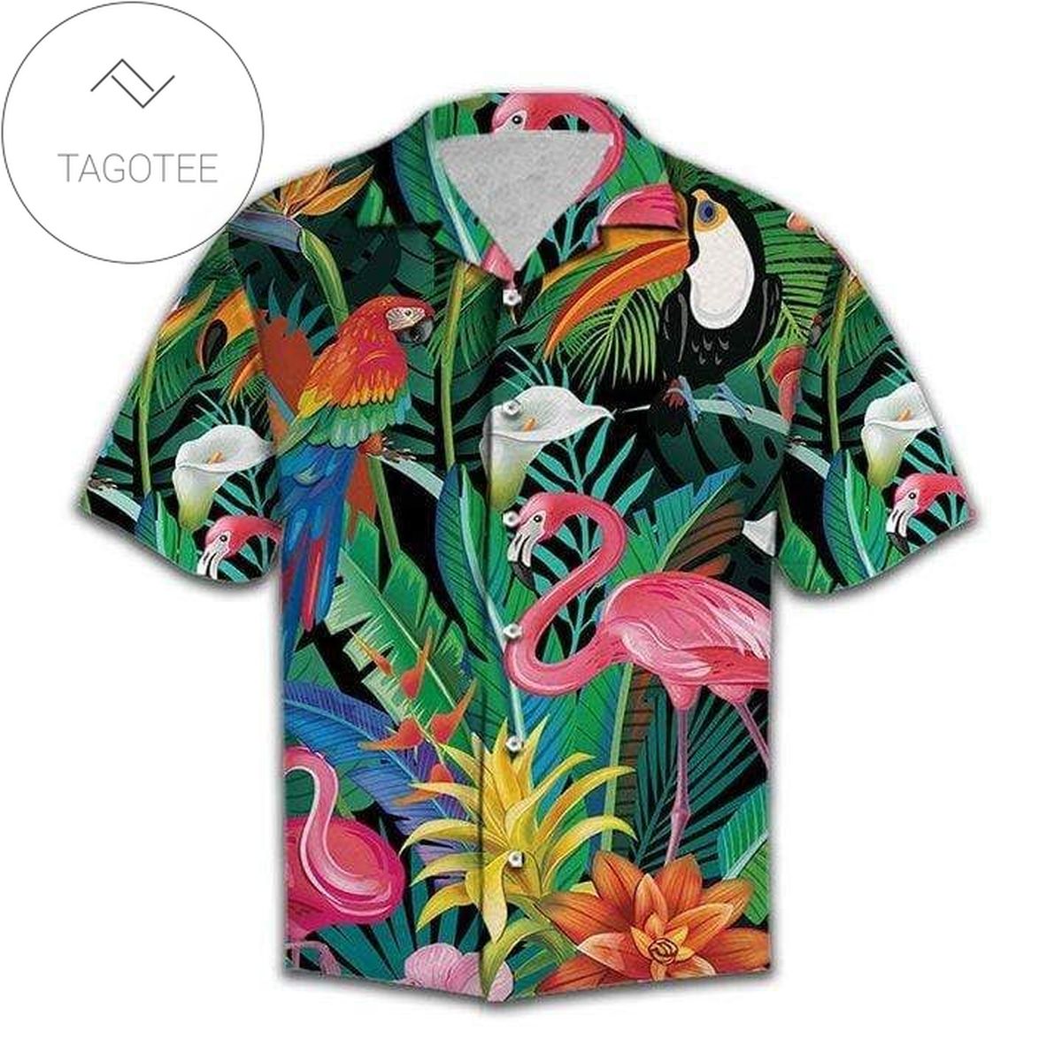 Tropical Bird Flamingo Hawaiian Shirt Summer Button Up Shirt For Men Hawaiian Summer Trends Shirt 2020