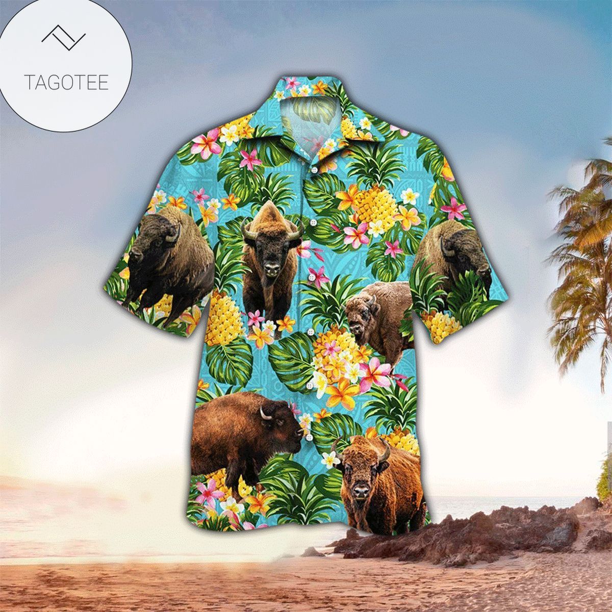 Tropical Bison Lovers Hawaiian Shirt