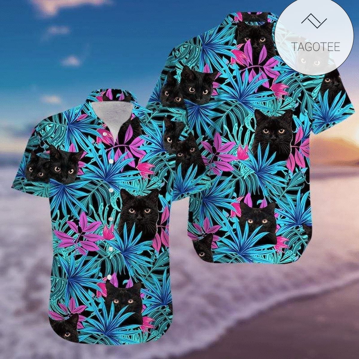 Tropical Black Cat Hawaiian Shirt