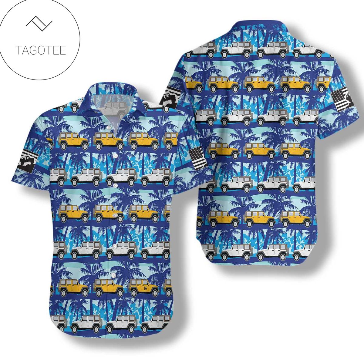 Tropical Blue Leaves And Bees Hawaiian Shirt