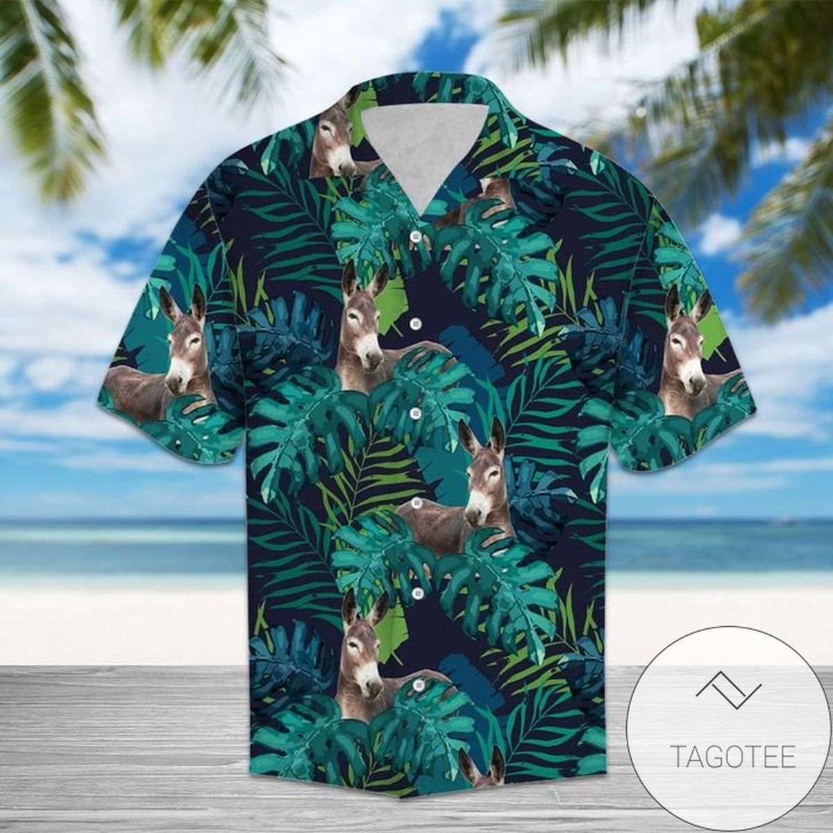 Tropical Exotic Leaves And Flowers On Geometrical Ornament Hawaiian Shirt