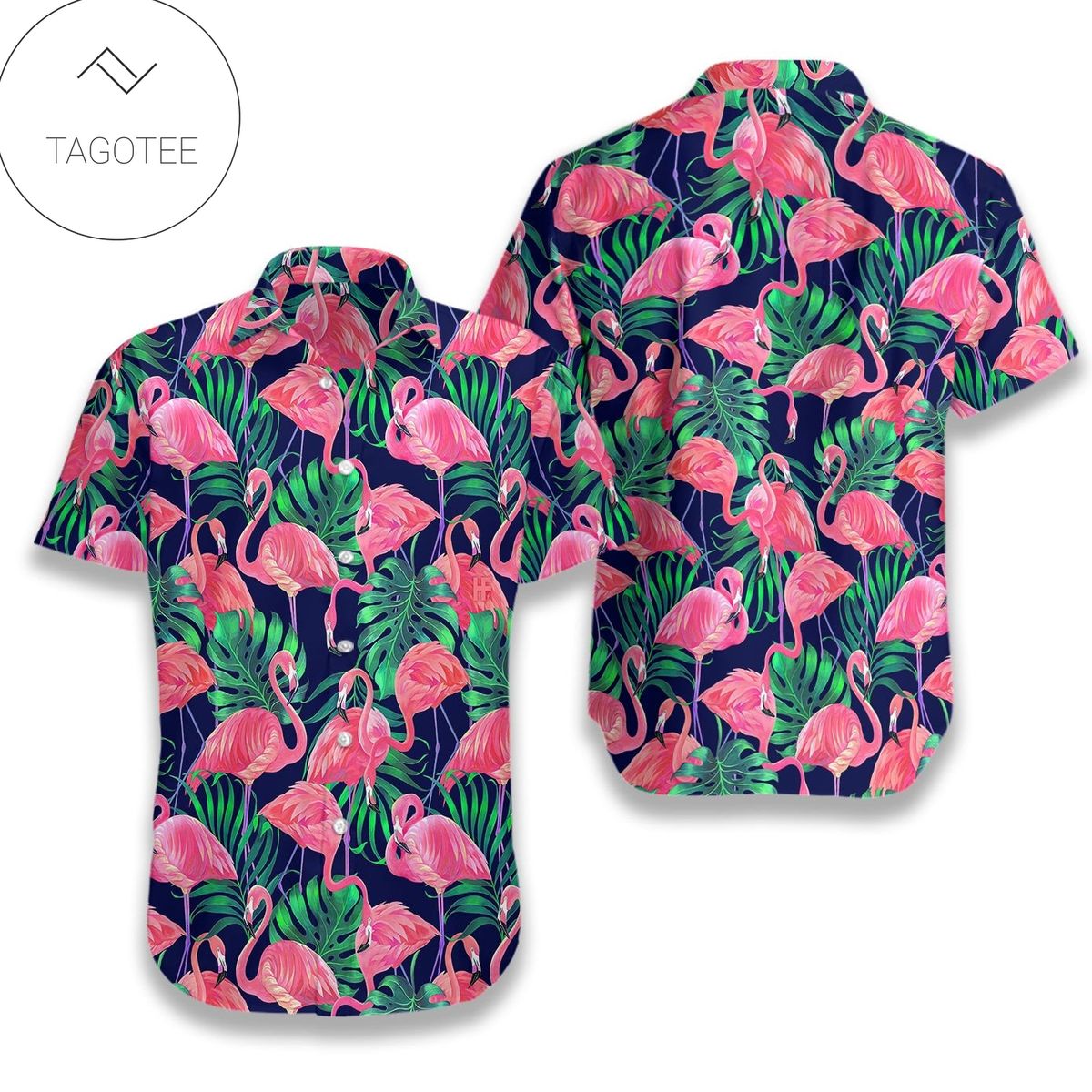 Tropical Exotic Leaves And Flowers On Geometrical Ornament Hawaiian Shirt