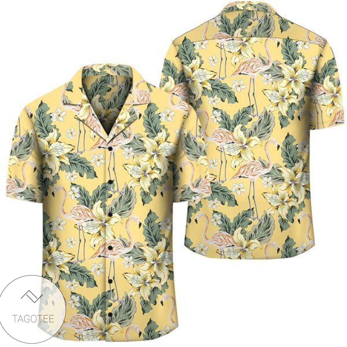 Tropical Flamingos And Tropical Plants Hawaiian Shirt