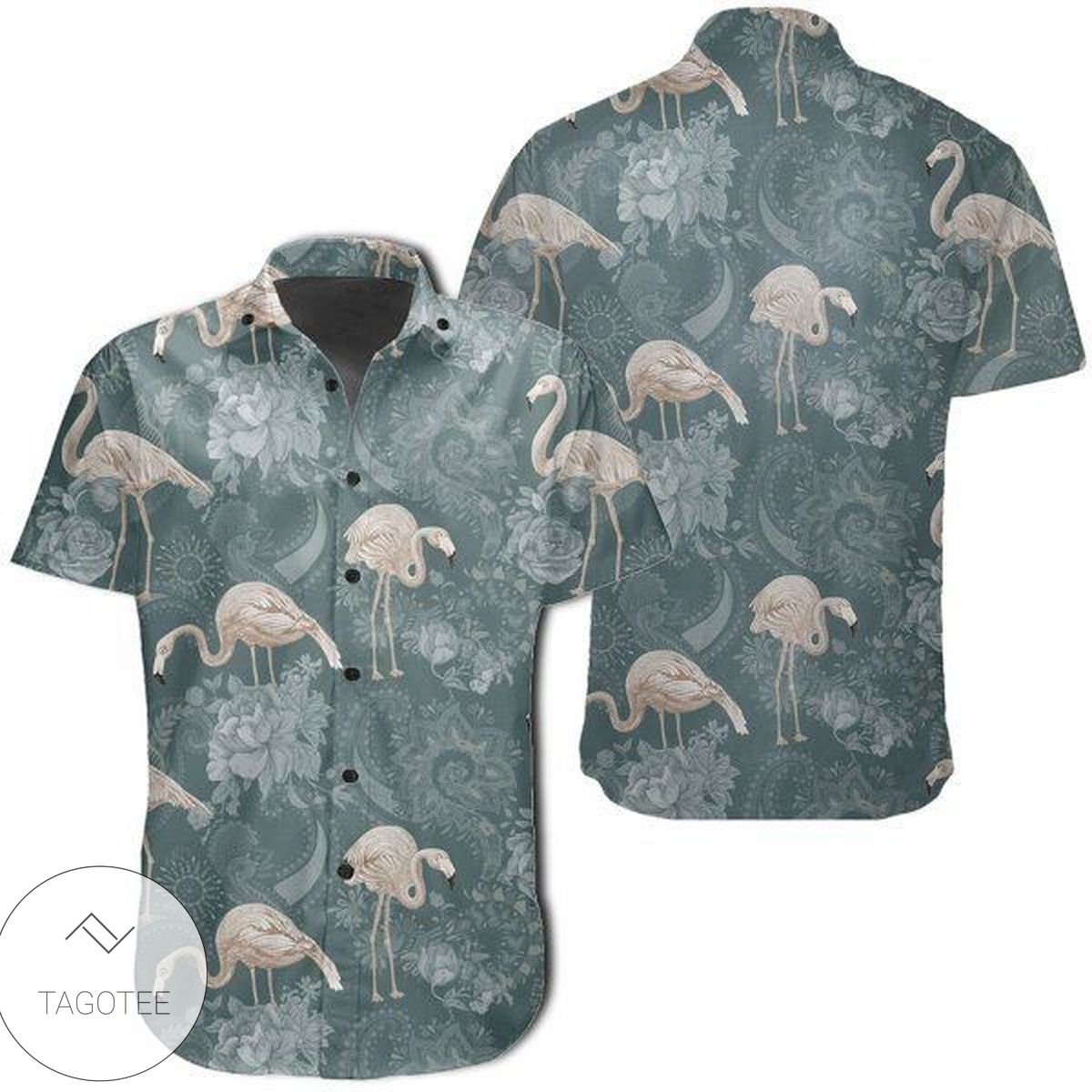 Tropical Flamingo Yellow Hawaiian Shirt