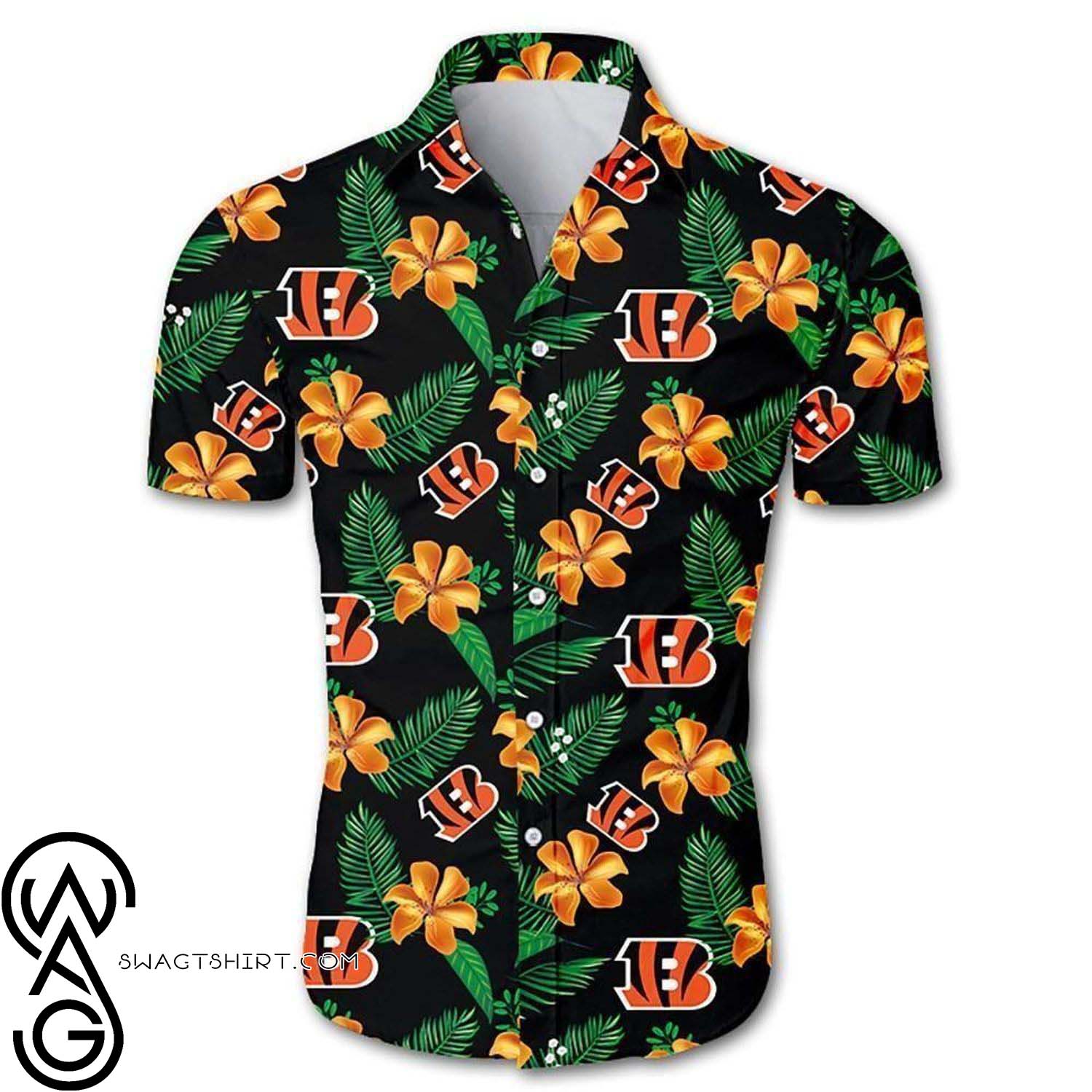 Tropical Floral Green Bay Packers Full Printing Hawaiian Shirt