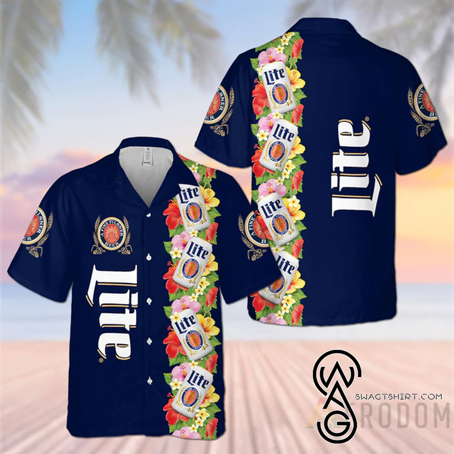 Tropical Fruit Pineapple Busch Light Beer Full Printing Set Hawaiian Shirt And Shorts Set