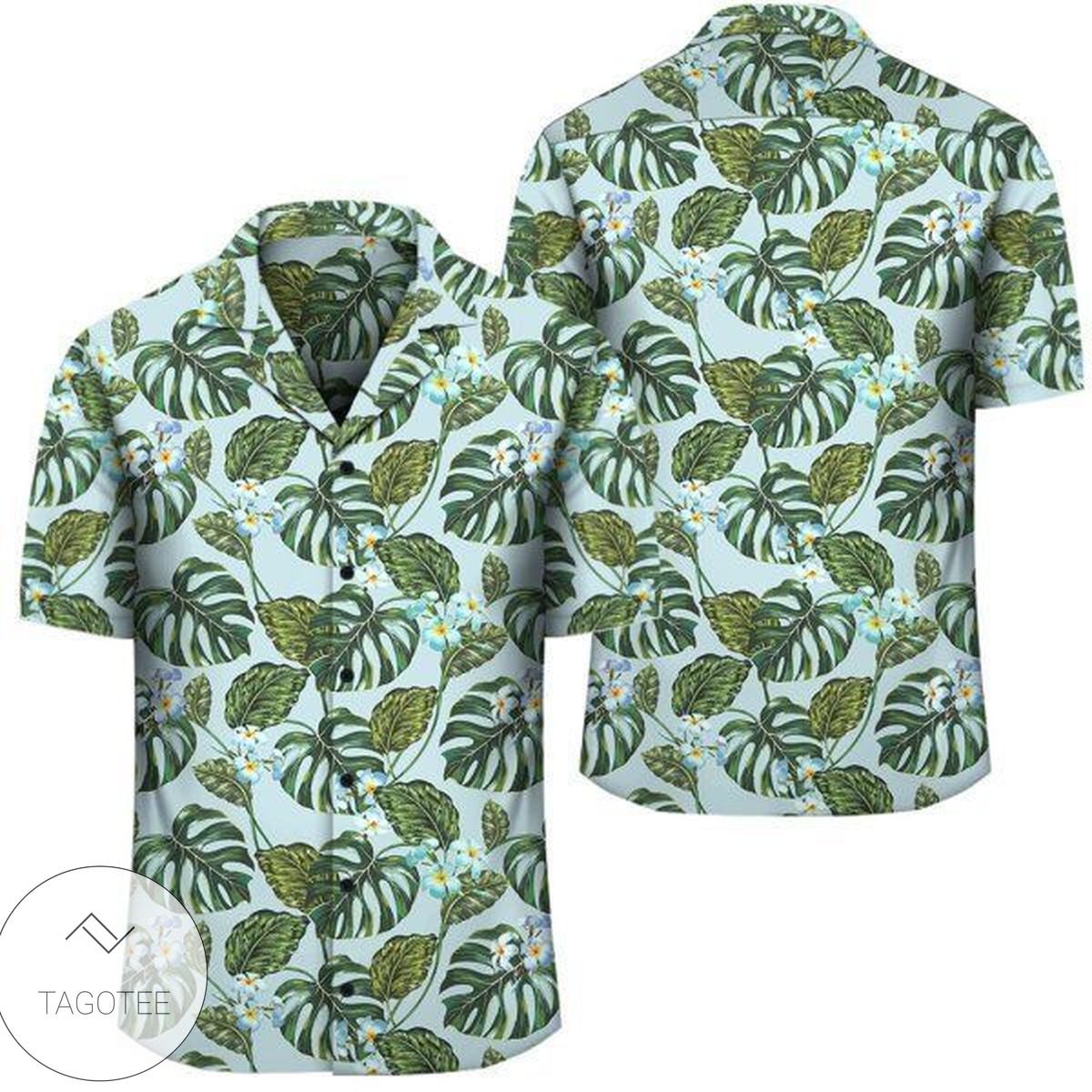 Tropical Flowers Palm And Leaves Hawaiian Shirt