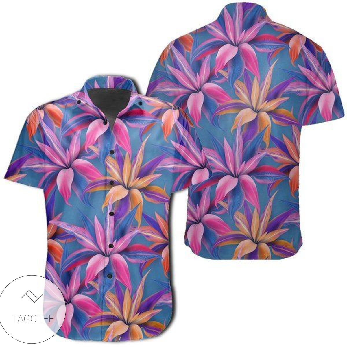 Tropical Flowers Watercolor Hawaiian Shirt