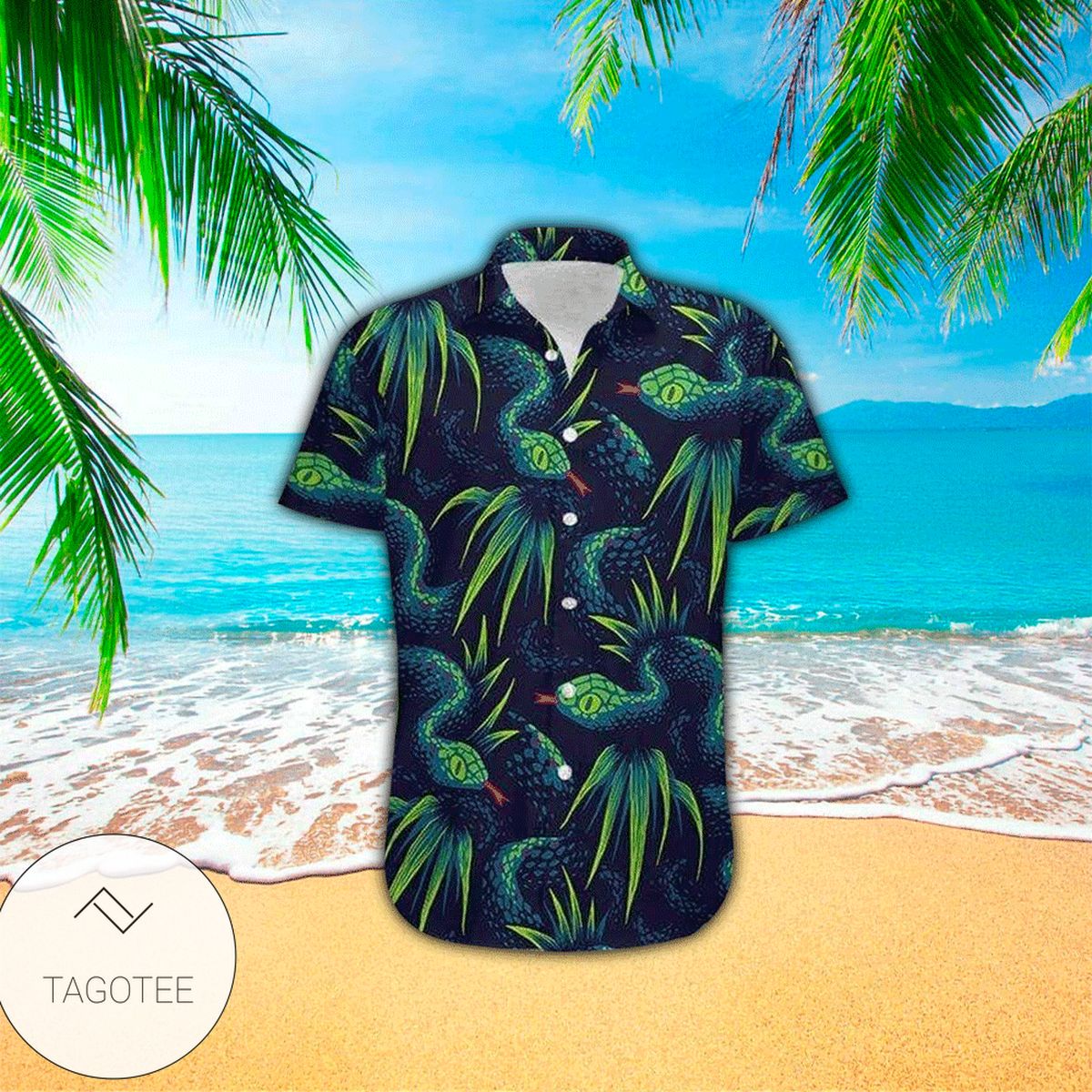 Tropical Forest Green Snake Hawaiian Unisex Shirts