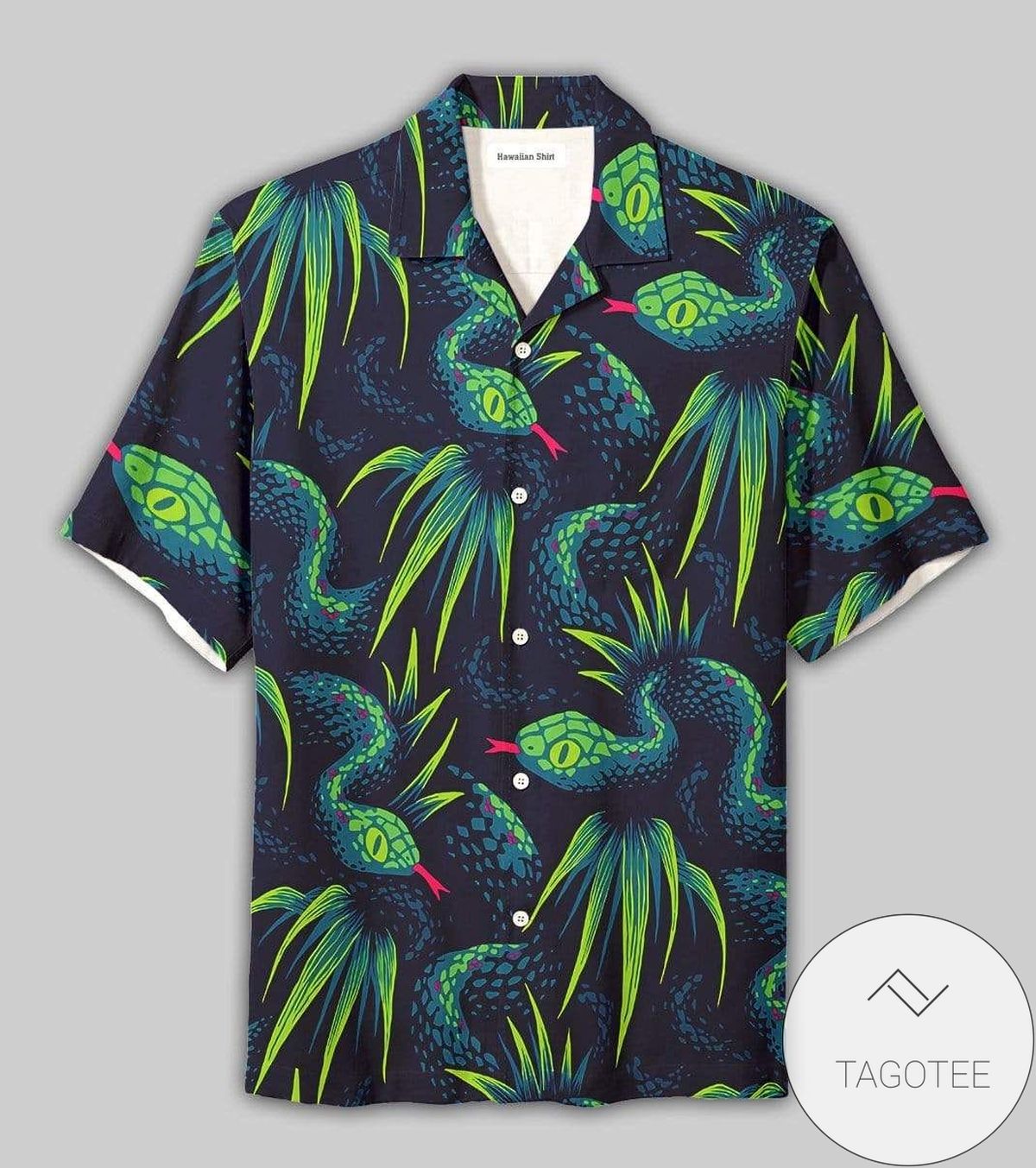 Tropical Forest Green Snake Hawaiian Shirt