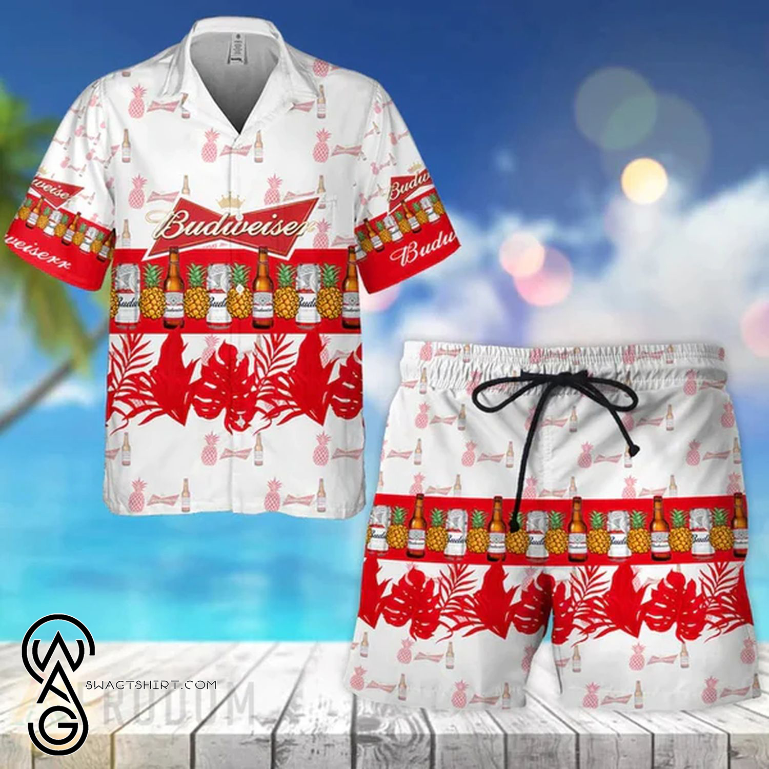 Tropical Fruit Pineapple Coors Light Full Printing Set Hawaiian Shirt And Shorts Set