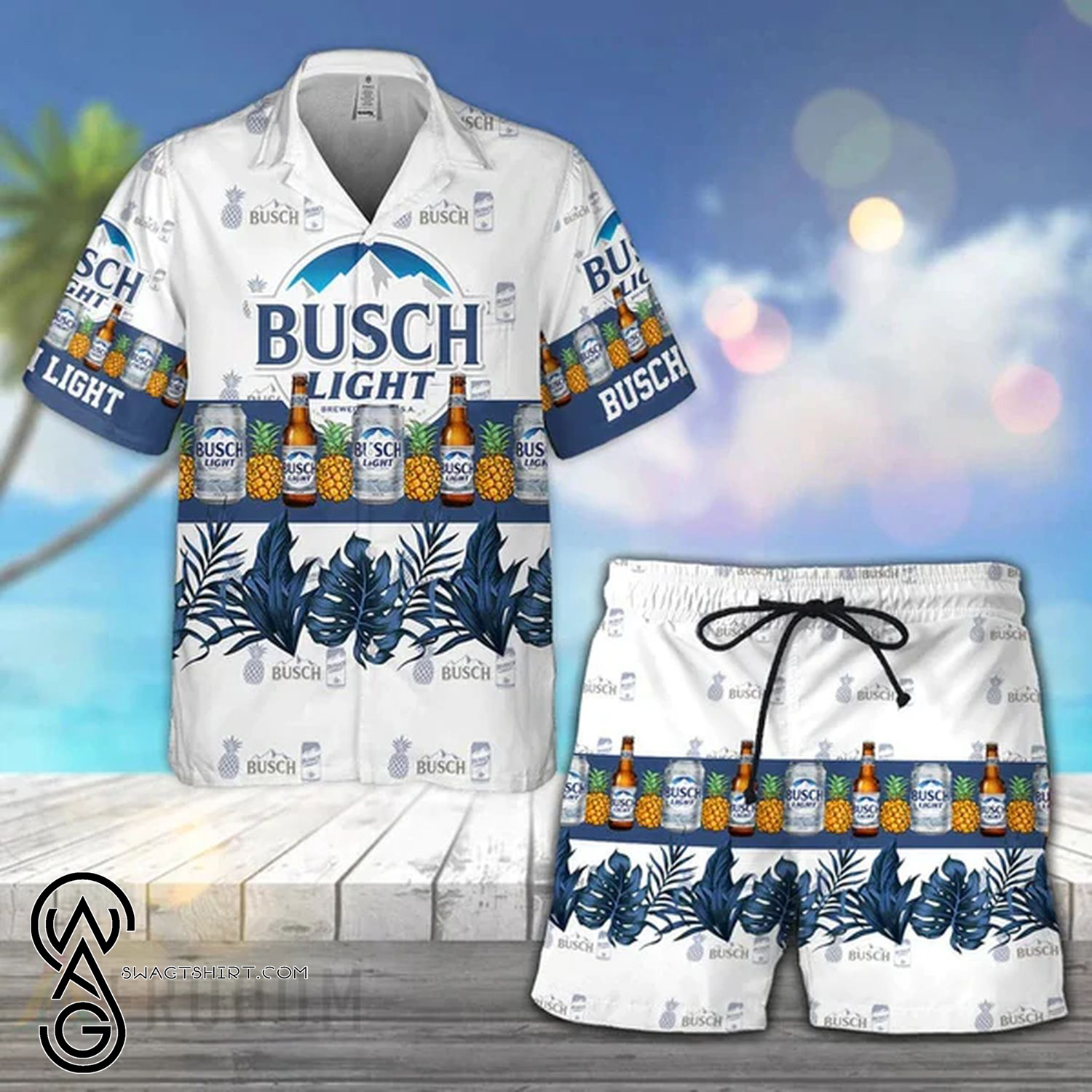 Tropical Fruit Pineapple Coors Light Full Printing Set Hawaiian Shirt And Shorts Set