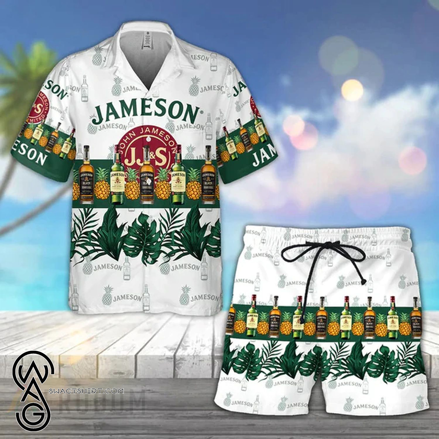 Tropical Fruit Pineapple Miller Lite Beer Full Printing Set Hawaiian Shirt And Shorts Set