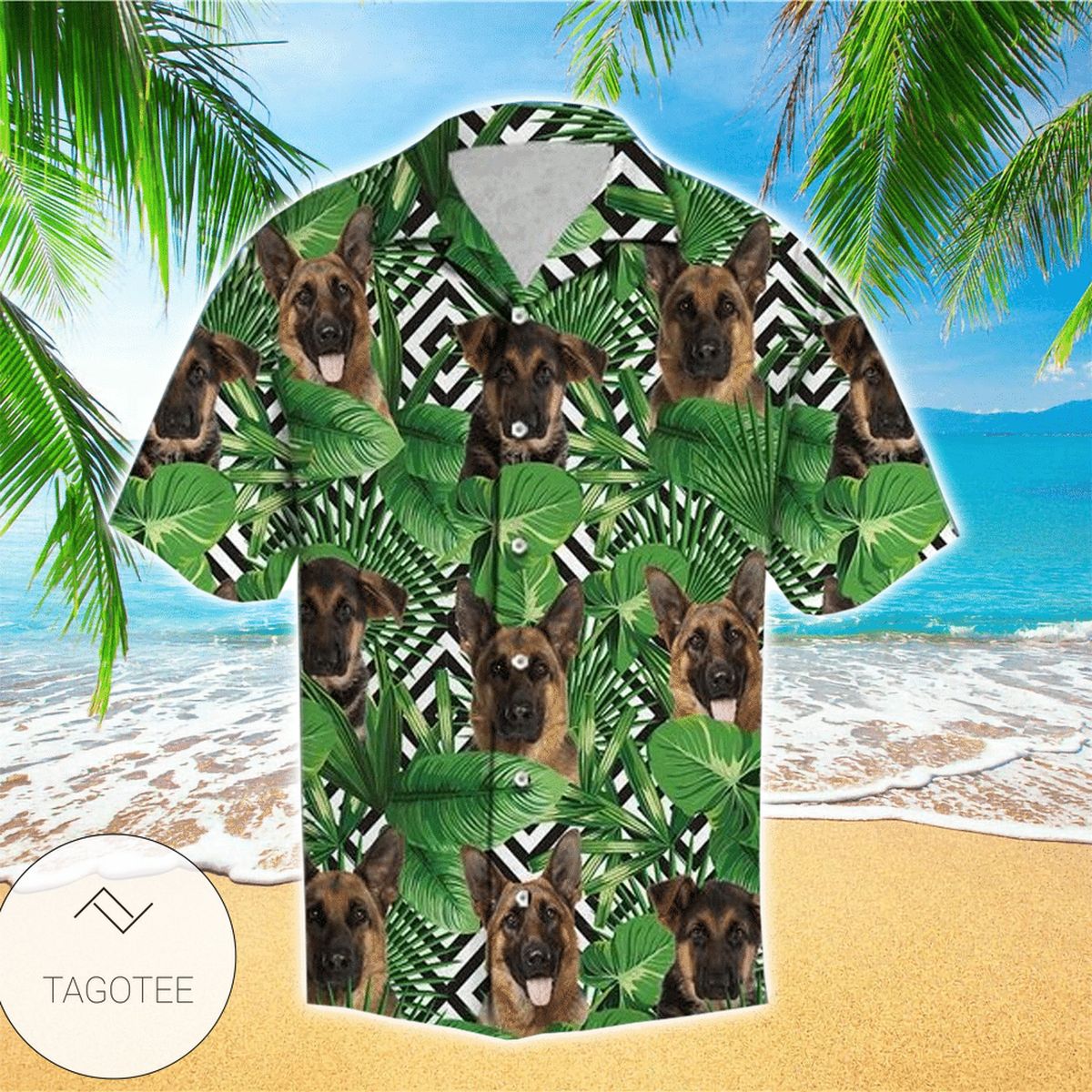 Tropical German Shepherd Hawaiian Shirt