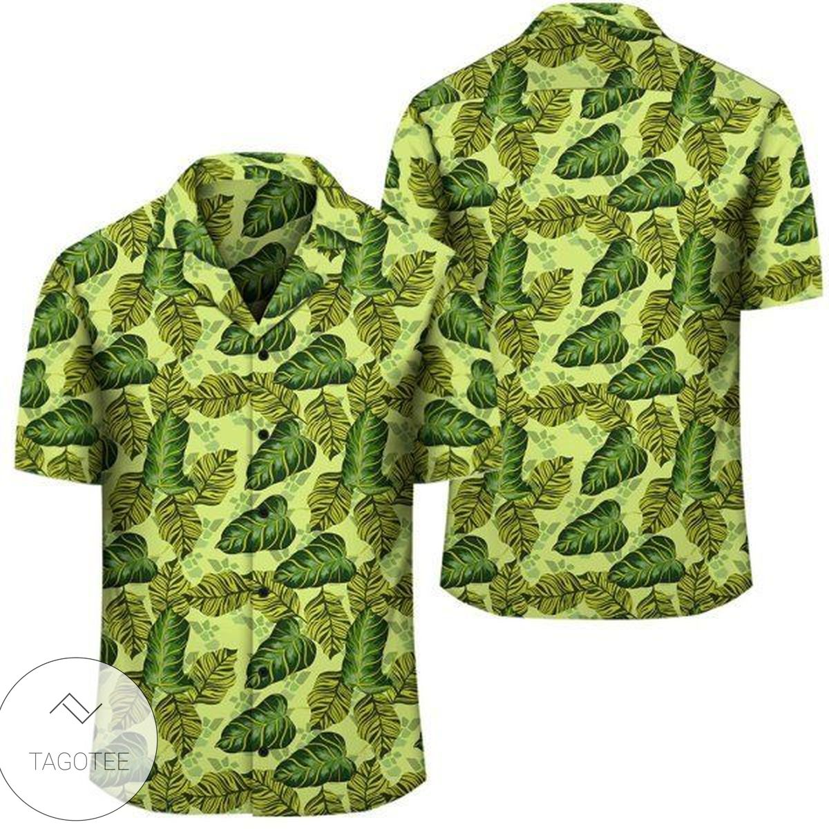 Tropical Green Leaves And Jungle Tiger Hawaiian Shirt