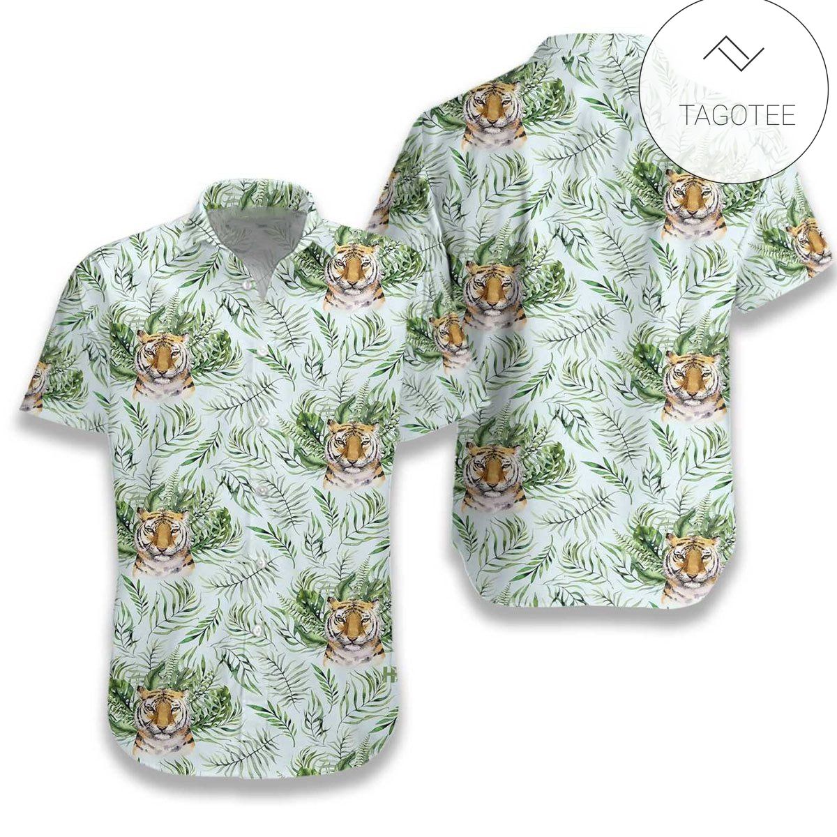 Tropical Green Pattern Hawaiian Shirt