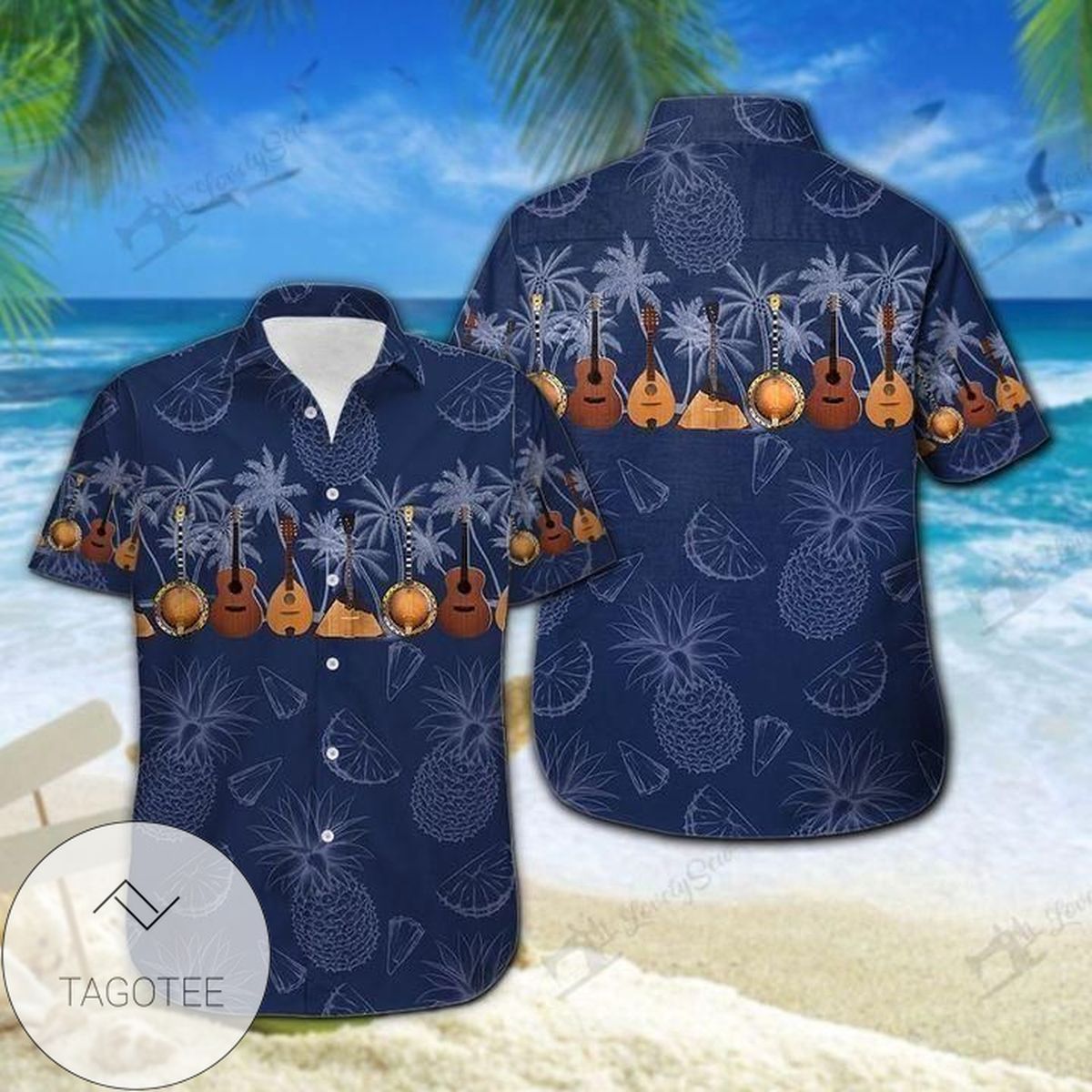 Tropical Gun Lover Pattern Hawaiian Graphic Print Short Sleeve Hawaiian Shirt