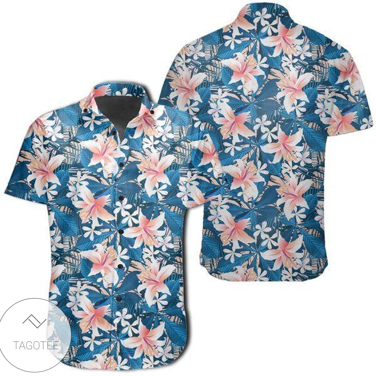 Tropical Hibiscus Banana Leafs Hawaiian Shirt