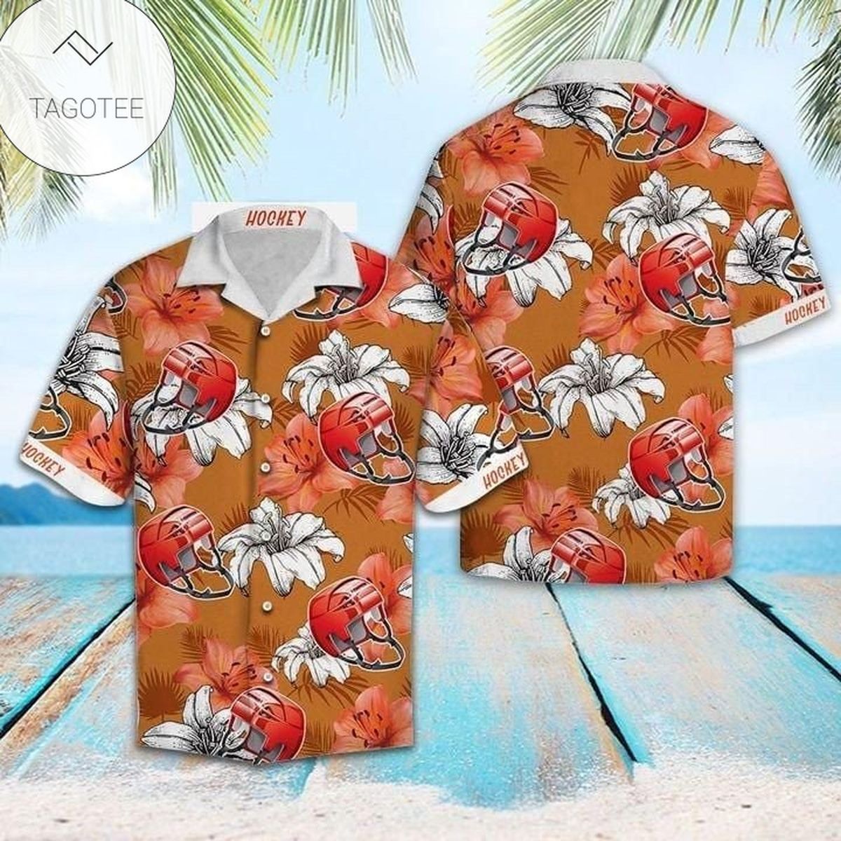 Tropical Hockey Lover Hawaiian Aloha Shirts V