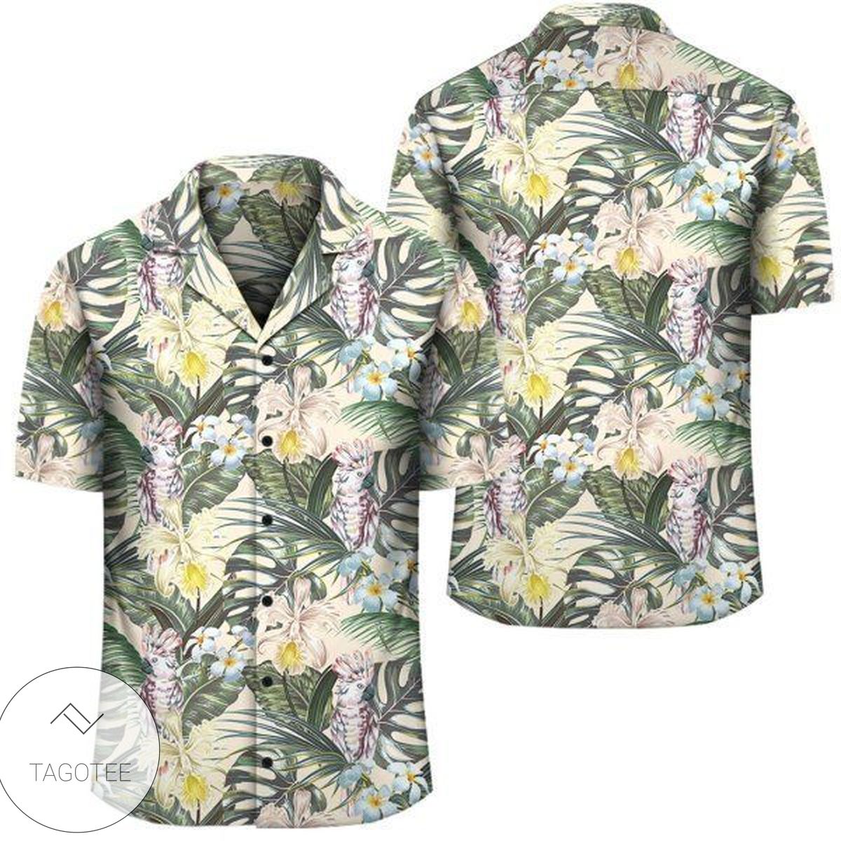 Tropical Ice Hockey Yellow Helmet Hawaiian Shirt