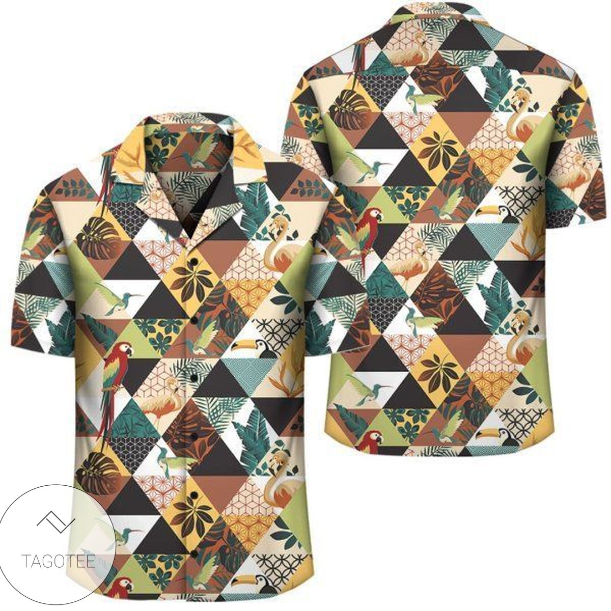 Tropical Jungle Parrots And Flamingos Hawaiian Shirt