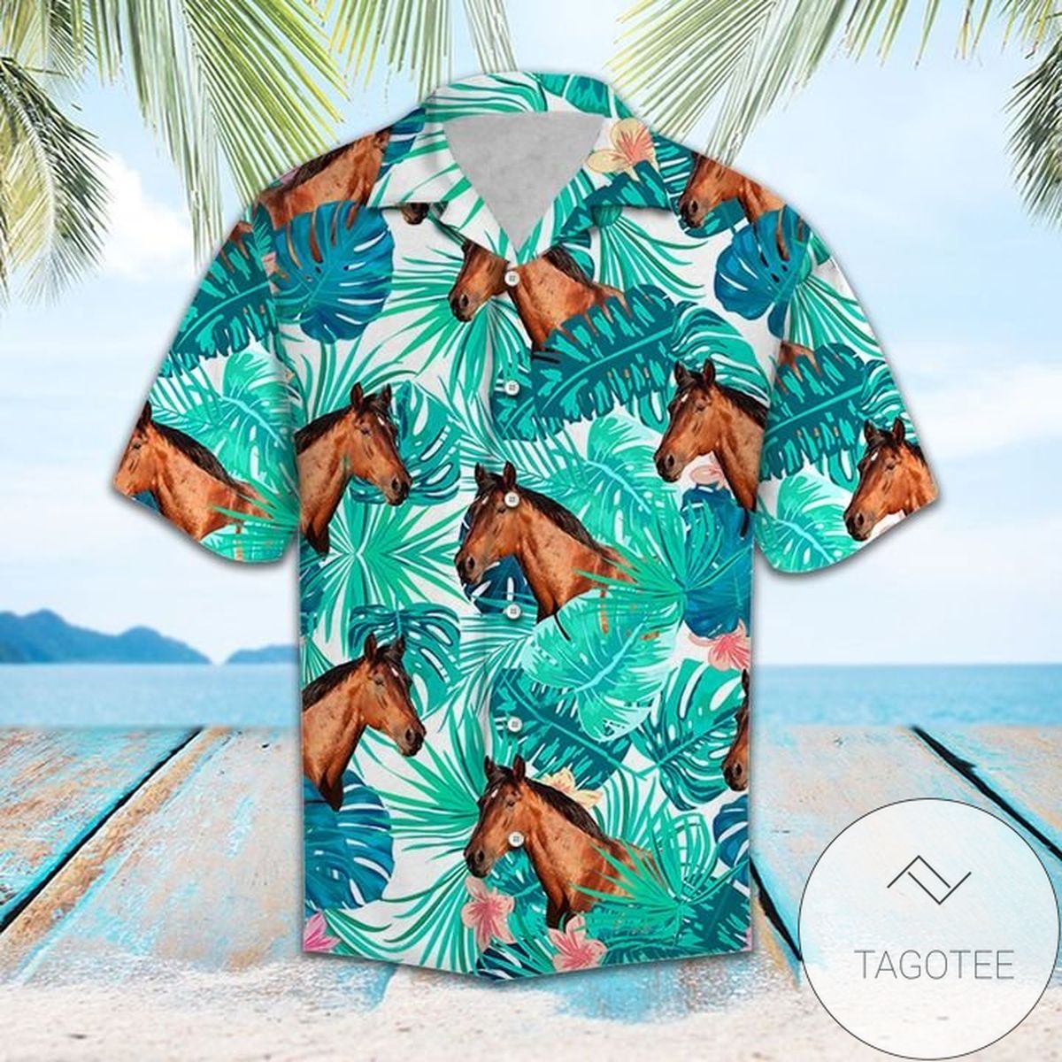 Tropical Leaf Triangle Pattern Hawaiian Shirt