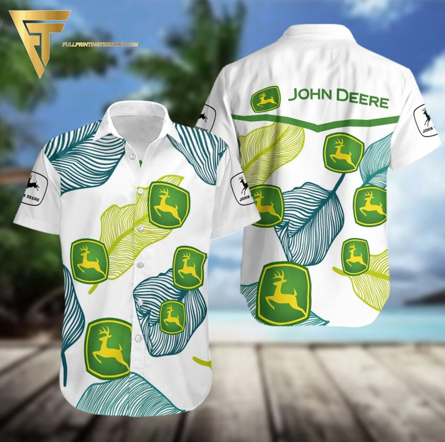 Tropical Leaf John Deere Summer Hawaiian Shirt